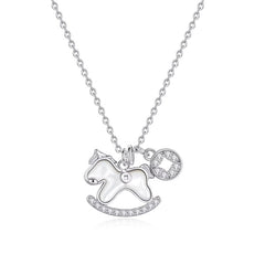 Nadine White Mother-of-Pearl Horse Choker Necklace