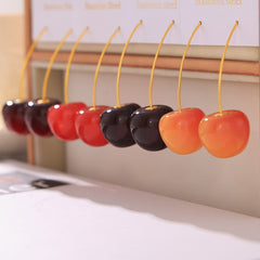 Resin Cherry-Inspired Drop Earrings
