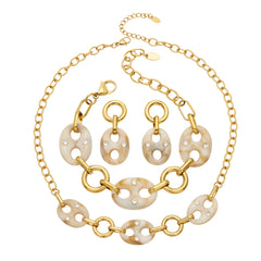 18K Gold-Plated Resin Oval-Link Jewelry