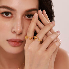 18K Gold-Plated Rose Open Ring