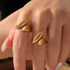 Sculptural Seed-Shaped Open Ring