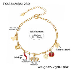 Bee and Enamel Charm Necklace, Bracelet or Anklet