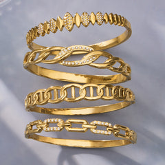 Cubic Zirconia Geometric Link Bangle Designs