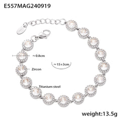 Cubic Zirconia Heart or Circle Link Bracelet