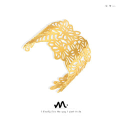 18K Gold-Plated Floral Openwork Cuff Bracelet