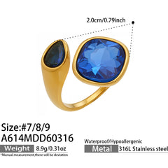 Colorful Glass Stone Statement Rings