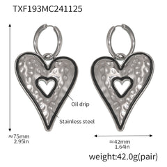 Textured Heart Cord Necklace or Hoop Earrings