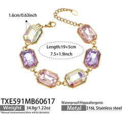 18K Gold-Plated Colored Glass Statement Jewelry