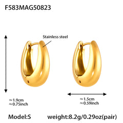 Polished U-Shaped Stainless Steel Hoop Earrings