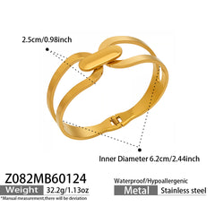 18K Gold-Plated Open Geometric Bangle Bracelets