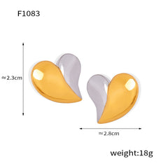 Two-Tone Sculptural Geometric Stud Earrings
