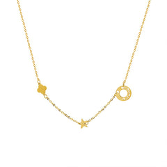 Flower, Star and Circle Charm Necklace