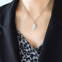 18K Gold-Plated Oval Angel Pendant Necklace