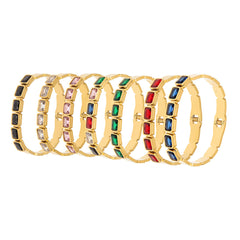 Czech Glass Square Accent Clasp Bangle