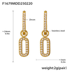 Cubic Zirconia Geometric Drop Earrings