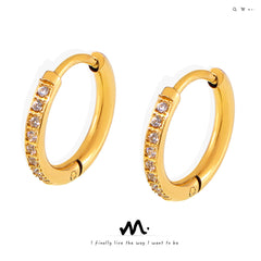 Cubic Zirconia Small Stainless Steel Hoop Earrings