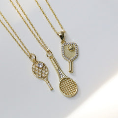 Dainty Diamond Accented Racket Sports Necklace Collection