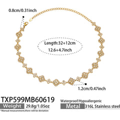 18K Gold-Plated Color Four-Petal Cubic Zirconia Jewelry