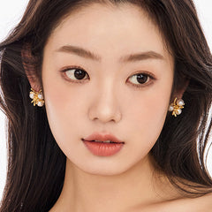 Camille Vintage-Inspired Pearl Floral Stud Earrings No. 440251