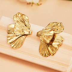 Sculptural Half-Flower Stud Earrings