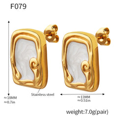 Framed Enamel Rectangle Stud Earrings