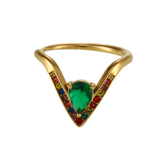 Cubic Zirconia V-Shaped Open Ring