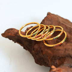 Multicolor Cubic Zirconia Fine Band Ring