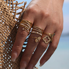 Cubic Zirconia Floral and Pearl-Look Ring Designs