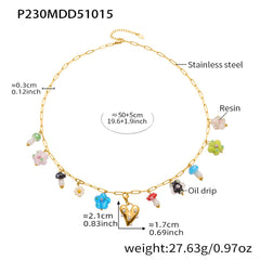 Gold-Tone Flower or Fruit Charm Necklace