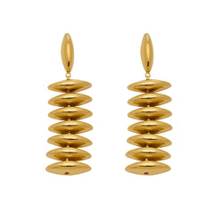 Polished Stacked Disc Drop Earrings