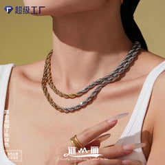 18K Gold-Plated Two-Tone Rope Chain Necklace