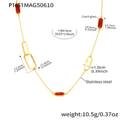 Gold-Tone Faceted Glass Paperclip Link Necklace