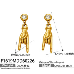 Cubic Zirconia Hand Gesture Drop Earrings