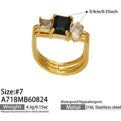 Cubic Zirconia Three-Row Statement Ring