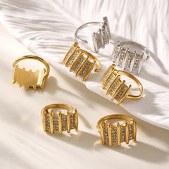 Cubic Zirconia Multi-Row Open Ring
