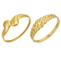 18K Gold-Plated Teardrop and Link Bangle Designs