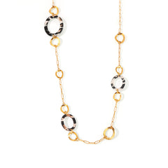 Leopard-Pattern Acrylic Circle Long Necklace