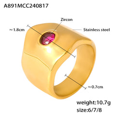 Polished Pink Stone Accent Ring