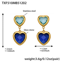 18K Gold-Plated Faceted Glass Heart Jewelry