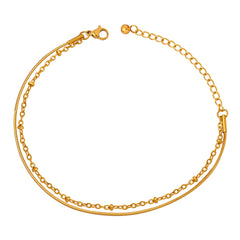 Gold-Tone Fine Double-Layer Chain Bracelet