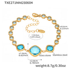 Gold-Tone Square Glass Link Bracelet