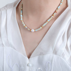 Pearl-Look and Color Disc Bead Necklace
