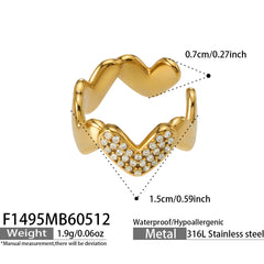 18K Gold-Plated Heart & Wave Single Ear Cuff