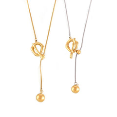 Adjustable Toggle and Ball Drop Long Necklace