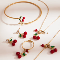 Cherry Enamel Cubic Zirconia Jewelry