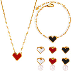 18K Gold-Plated Heart Shell and Acrylic Jewelry