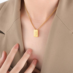 Gold-Tone Square Initial Pendant Necklace