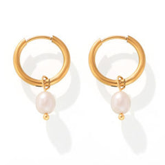 Freshwater Pearl Drop Hoop Earrings