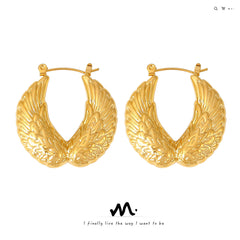 18K Gold-Plated Feather Wing Hoop Earrings