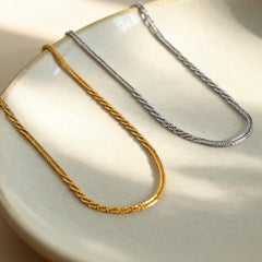 18K Gold-Plated Twisted Chain Necklace or Bracelet